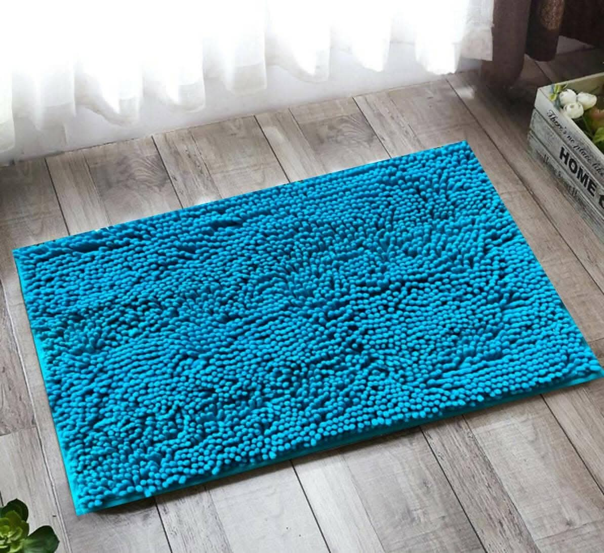 Lushomes Bathroom Mat, 2200 GSM Floor, bath mat Mat with High Pile Microfiber, anti skid mat for bathroom Floor, bath mat Non Slip Anti Slip, Premium Quality (12 x 18 Inch, Single Pc, Blue) - HalfPe