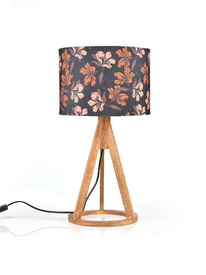 Black Flower Trio Wooden Lamp - HalfPe