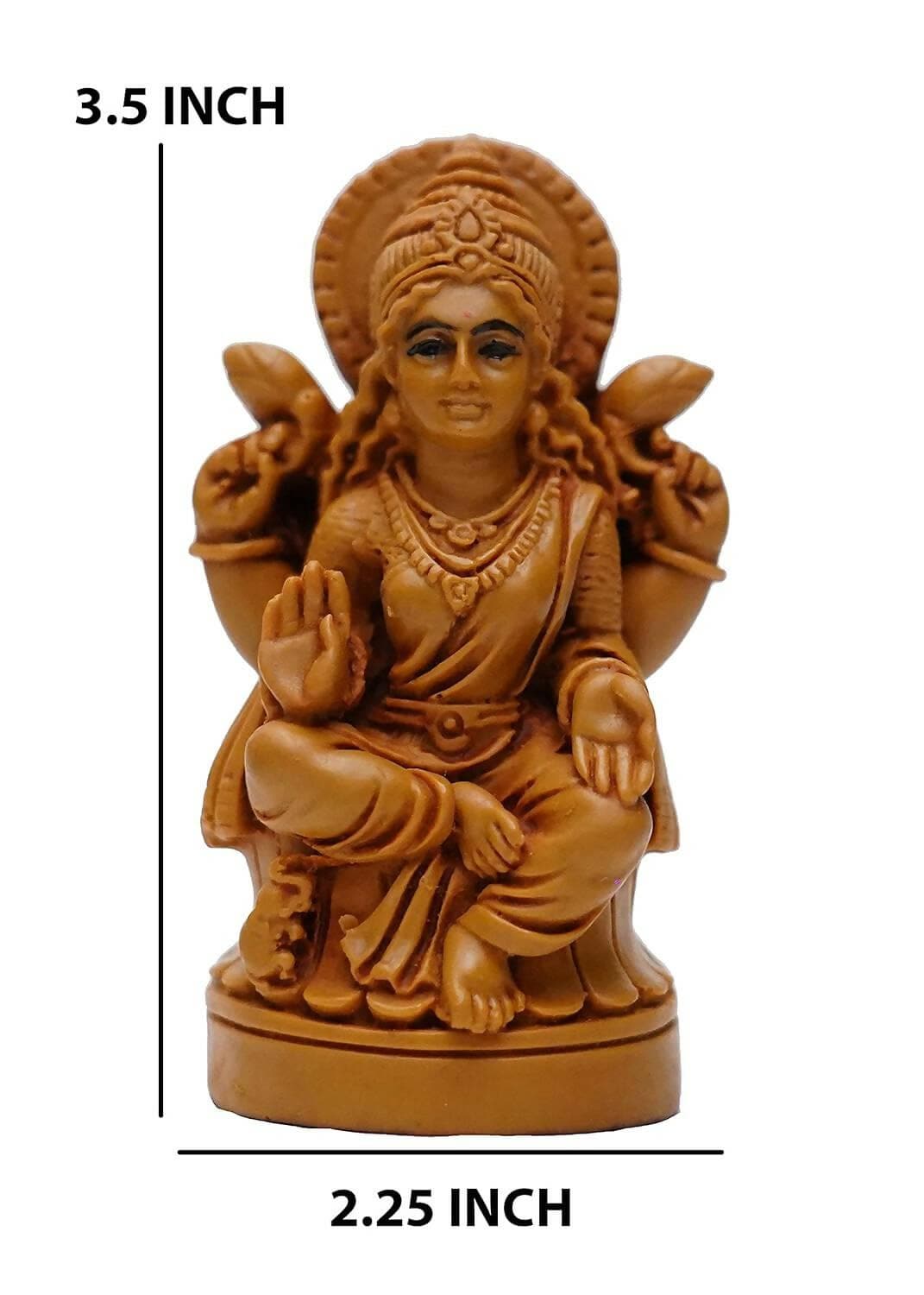 KariGhar Lakshmi Maa Idol for Home Puja Room, Gifting (Brown, 1.5X2.25X3.5 inches) - HalfPe