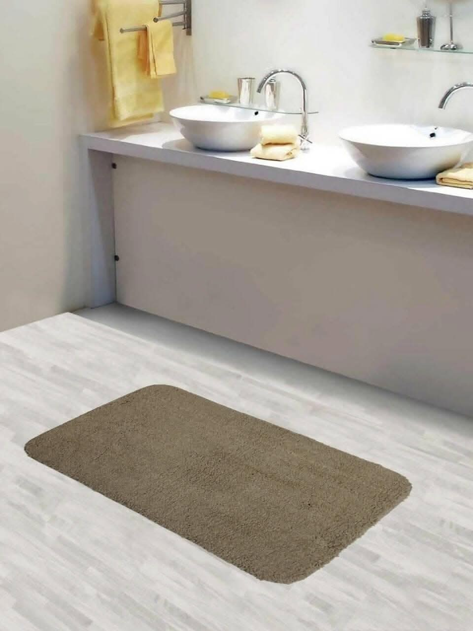 Lushomes Bathroom Mat, floor mats for home, anti slip mat, non slip mat 1800 GSM Floor Mat with High Pile Microfiber, mat for bathroom floor with Anti Skid Backing (19 x 30 Inch, Single Pc, Beige) - HalfPe