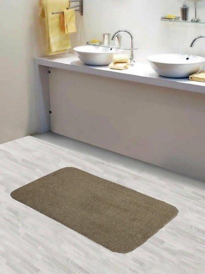 Lushomes Bathroom Mat, floor mats for home, anti slip mat, non slip mat 1800 GSM Floor Mat with High Pile Microfiber, mat for bathroom floor with Anti Skid Backing (19 x 30 Inch, Single Pc, Beige) - HalfPe