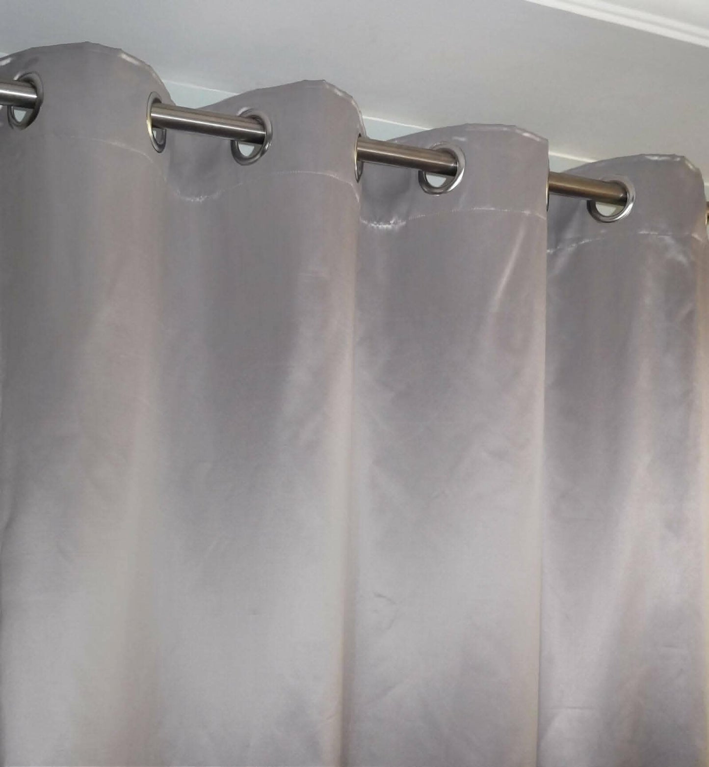 Lushomes Satin Curtains, Grey Satin door curtain, Plain Door Curtain, 7.5 feet curtains with 8 Metal SS Eyelets, 4.5 FT x 7.5 FT (54 x 90 inches) - HalfPe