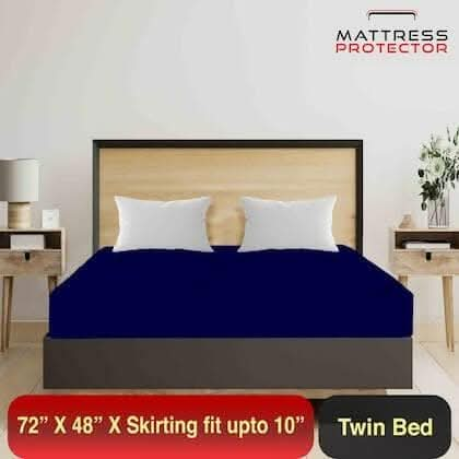 Mattress Protector Dark Blue Waterproof Cover for Single Bed (72 x 48 inch) - HalfPe