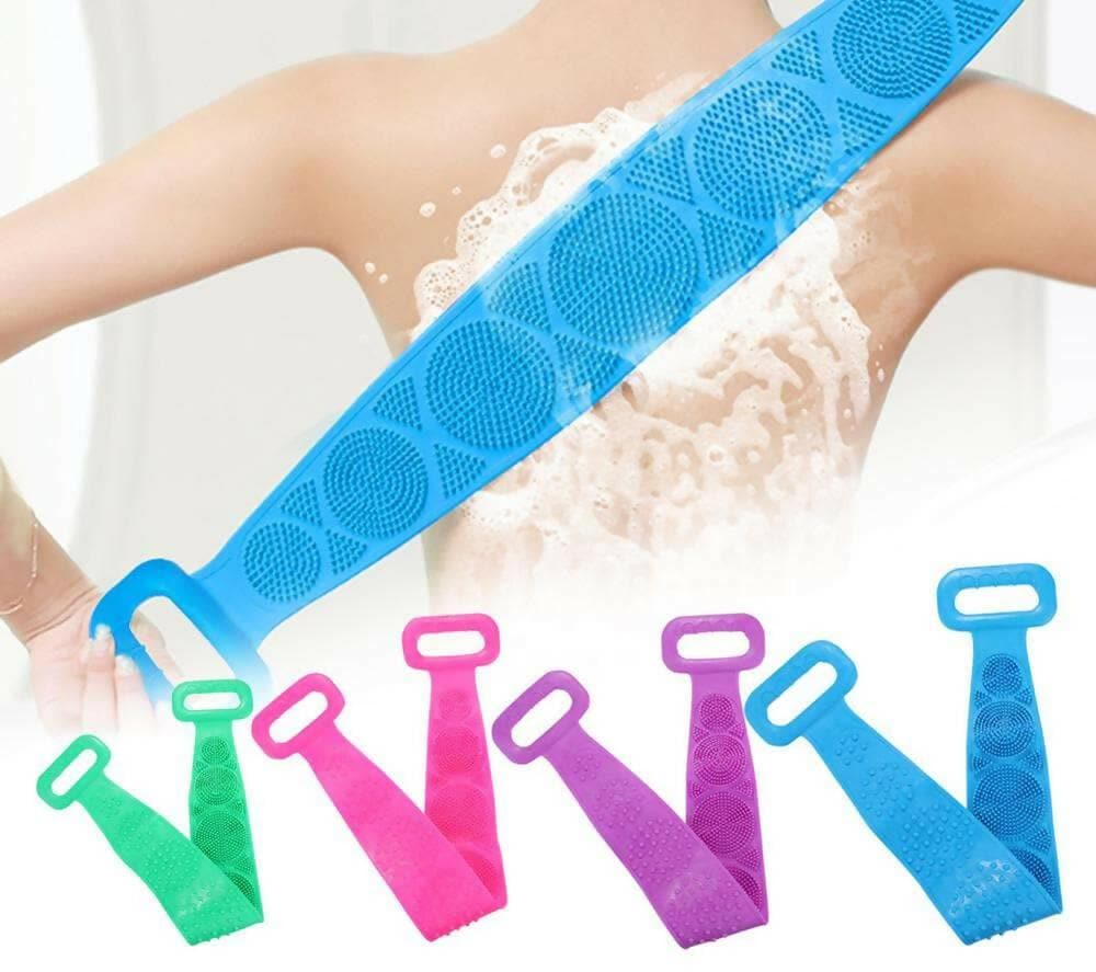 Silicone Body Back Scrubber, Exfoliating Belt for Shower, Men & Women (Multicolor) - HalfPe