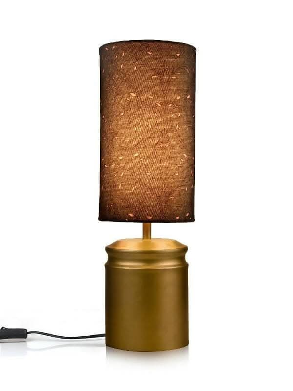 Metal Golden Table Lamp With Dark Forest Shade - HalfPe