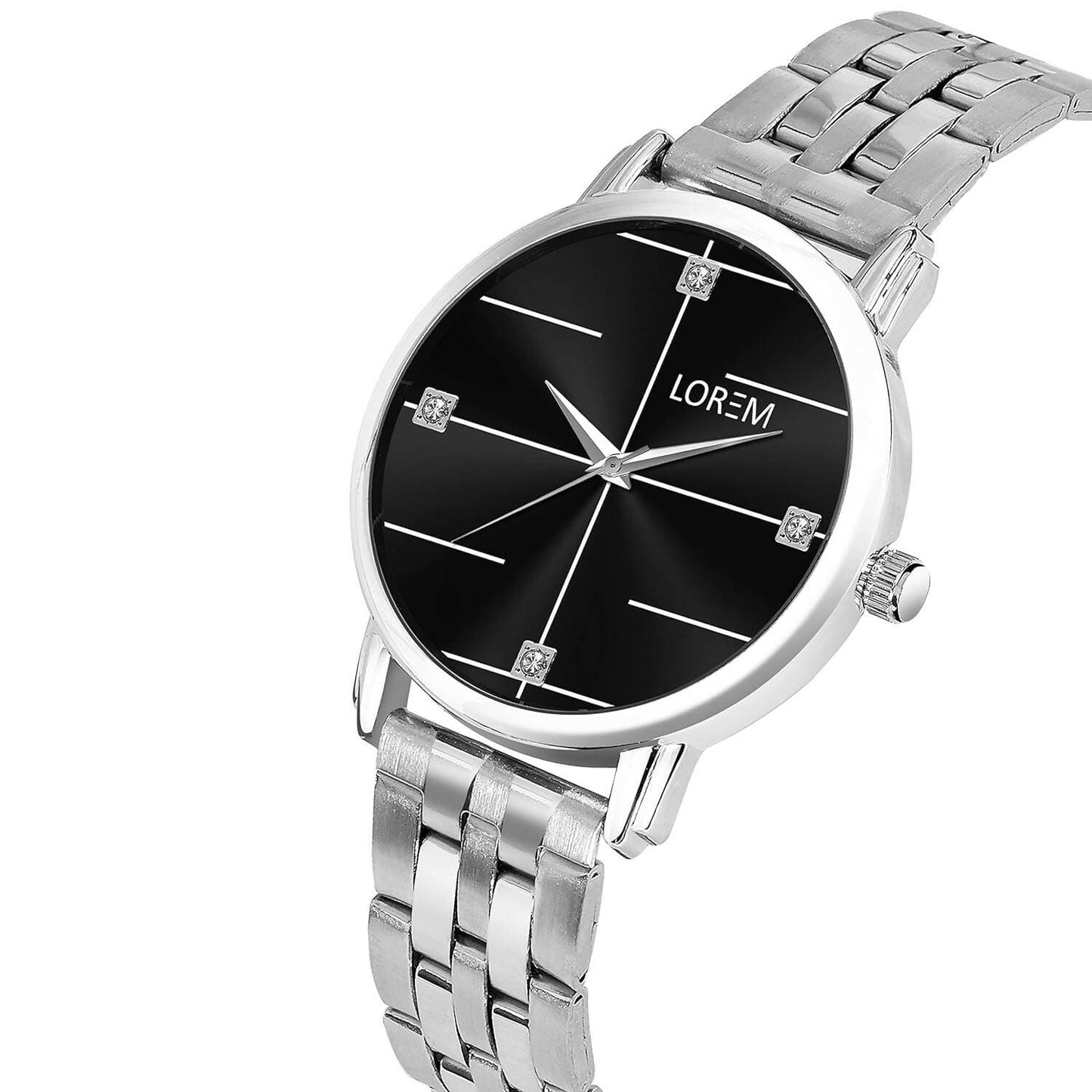 LOREM Black Standard Analog Watch For Women LR320 - HalfPe