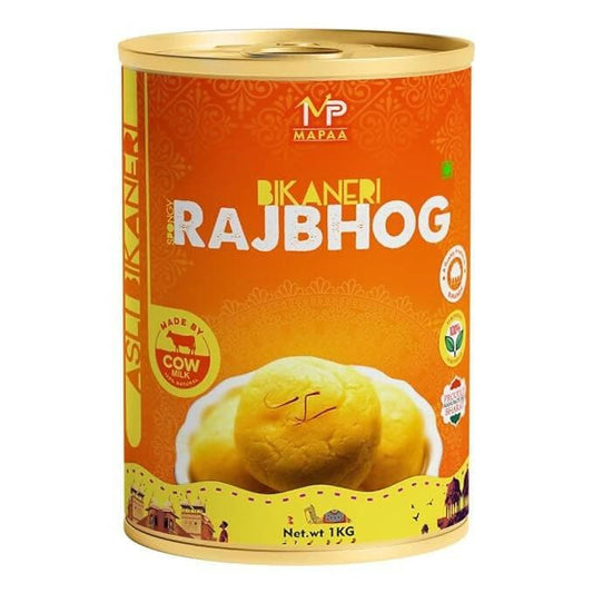 MAPAA's Bikaneri Spongy Kesar Rajbhog, Ready to Eat Indian Sweet 1 KG - HalfPe