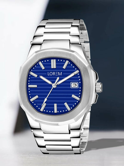 LOREM Blue Dial Date Function Analog Watch For Men LR145 - HalfPe