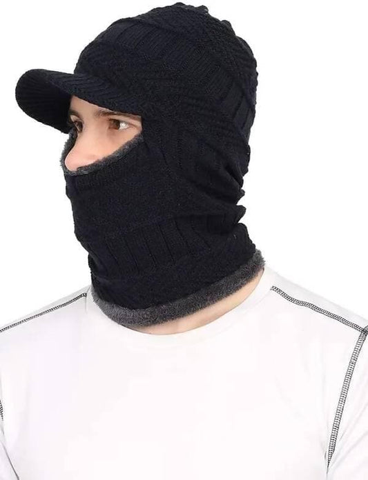 Woven Blue Unisex Acrylic Woolen Balaclava, Beanie/Skull Cap For Men - HalfPe