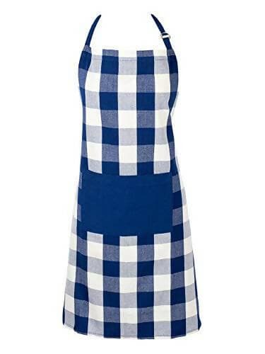 Lushomes Apron for Women, Checks Kitchen Apron for Men, Cooking Apron, apron for kitchen, kitchen dress for cooking, cotton apron for women, Size 70x80 cms, Colour Blue. - HalfPe