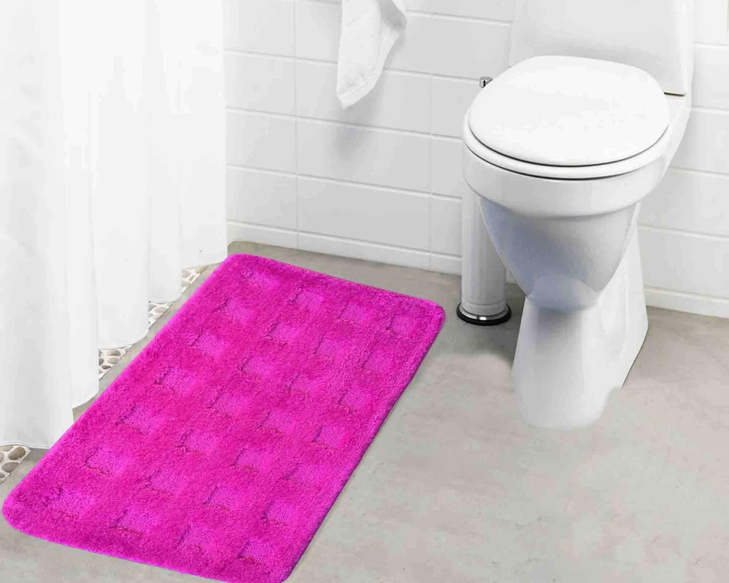 Lushomes Bathroom Mat, 1200 GSM Floor Mat with High Pile Microfiber, mat for bathroom floor with Anti Skid Latex Backing, floor mats for home, non slip (19 x 30 Inch, Single Pc, Pink) - HalfPe