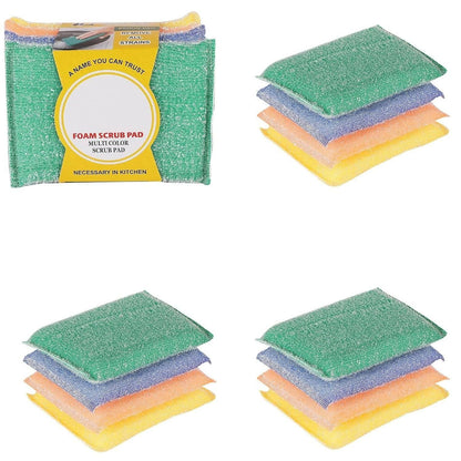 ZEVORA Pack of 16 Multipurpose Foam Sponge Scourer Pad Scrubber Suitable for Dish/Utensils - HalfPe