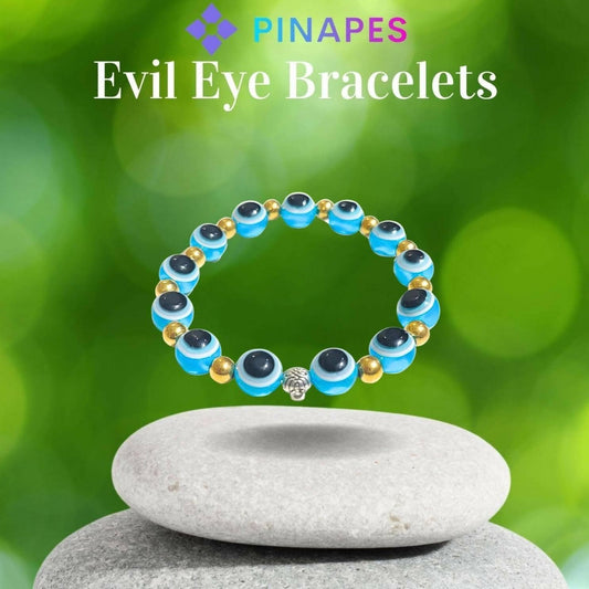 Pinapes Stylish Evil Eye Bracelet (Light Blue, pack of 2) - HalfPe