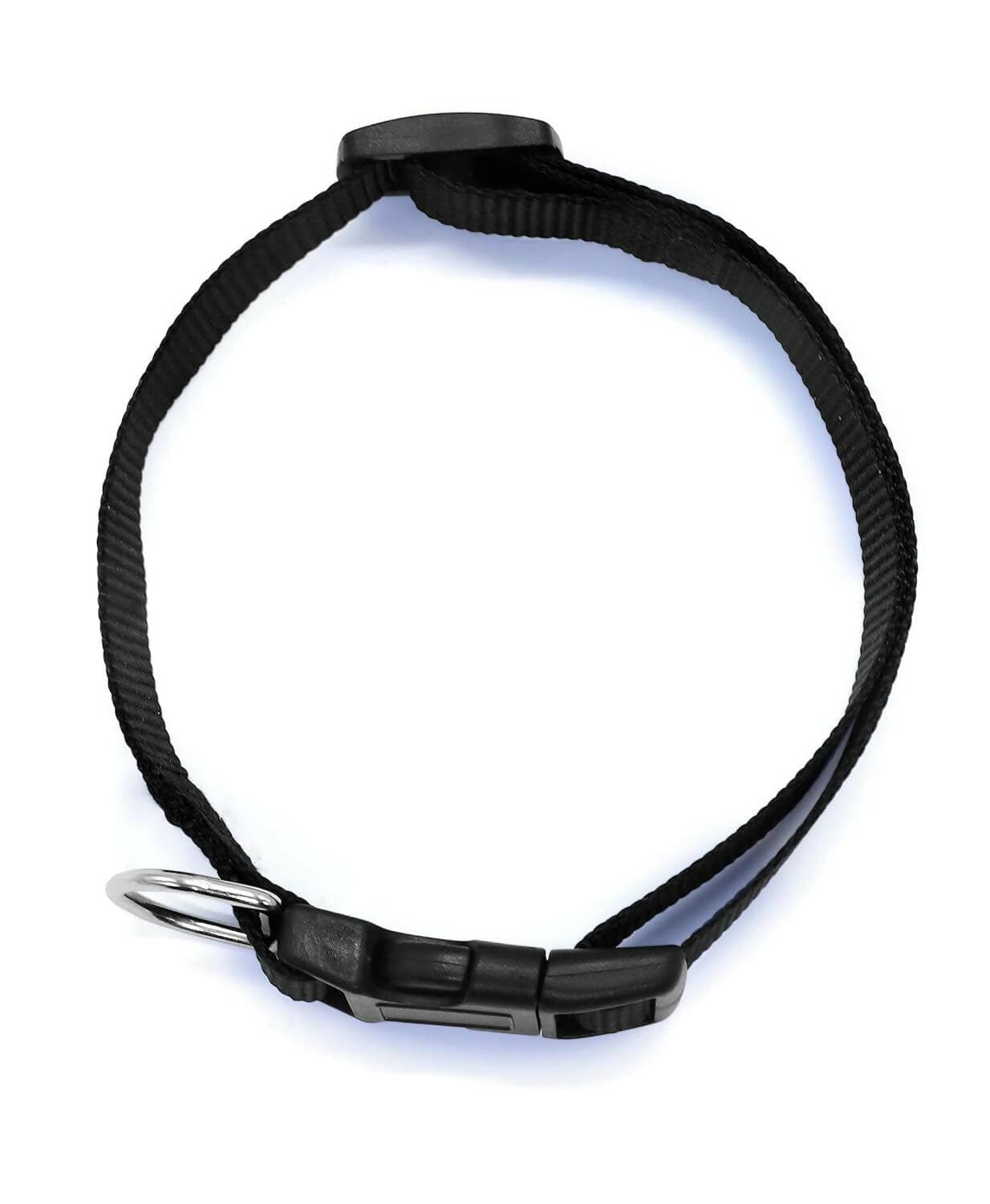 Squif Adjustable Nylon Dog Neck Collar with Safety Buckle, Metal D-Ring to Attach Leash| Dog Neck Belt (Black) | Size - M (Pack of 3) - HalfPe