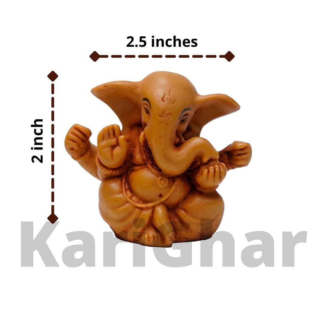 KariGhar Ganesha Idol for Car Dashboard Home Gifting (Brown, 1.3X2.5X2 inches) - HalfPe