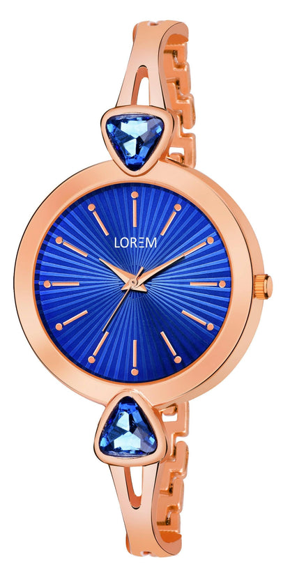 LOREM Blue Fancy Stone Analog Watch For Women LR276 - HalfPe