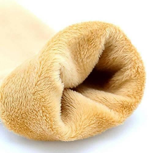 Multispace Cream Winter Fur Woolen Leg Warmer Thermal Winter Warm Knee Cap (1 Pair) - HalfPe