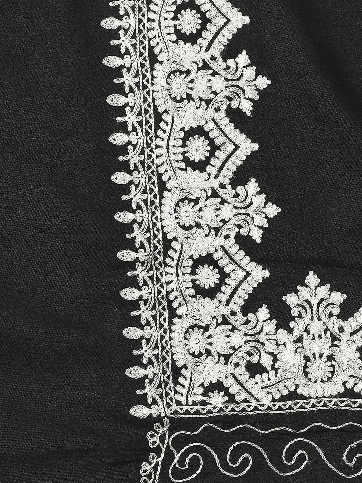 Black White Embroidered Stole for women﻿ - HalfPe