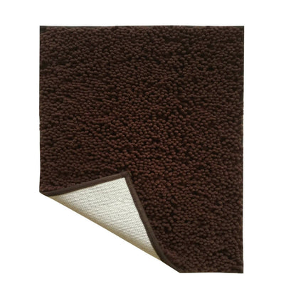 Lushomes Bathroom Mat, 2200 GSM Floor, bath mat Mat with High Pile Microfiber, anti skid mat for bathroom Floor, bath mat Non Slip Anti Slip, Premium Quality (12 x 18 Inch, Single Pc, Dark Brown) - HalfPe