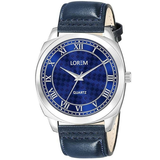 LOREM Blue Cubic Designer Printed Dial Analog Watch For Men LR92 - HalfPe