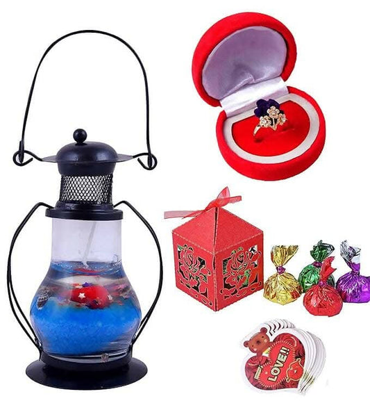 MANTOUSS Valentines day gift -Hurricane lantern+ring with box+chocolate box+valentines day greeting card - HalfPe