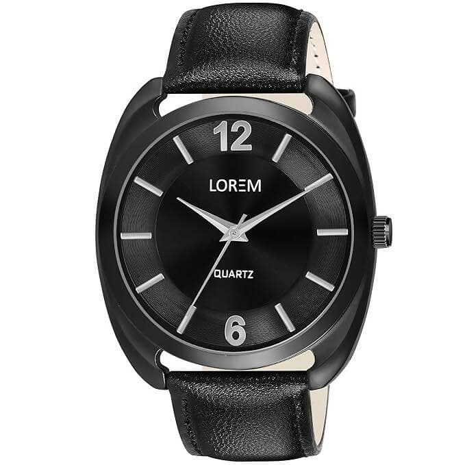 LOREM Black Stylish Dial Analog Watch For Men LR76 - HalfPe