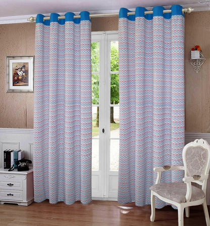 Lushomes Door Curtain, Cotton Diamond Printed Cotton Curtains for Living Room/Home with 8 Eyelets & Printed Tiebacks, curtains 9 feet long, (54x108 Inches. - HalfPe