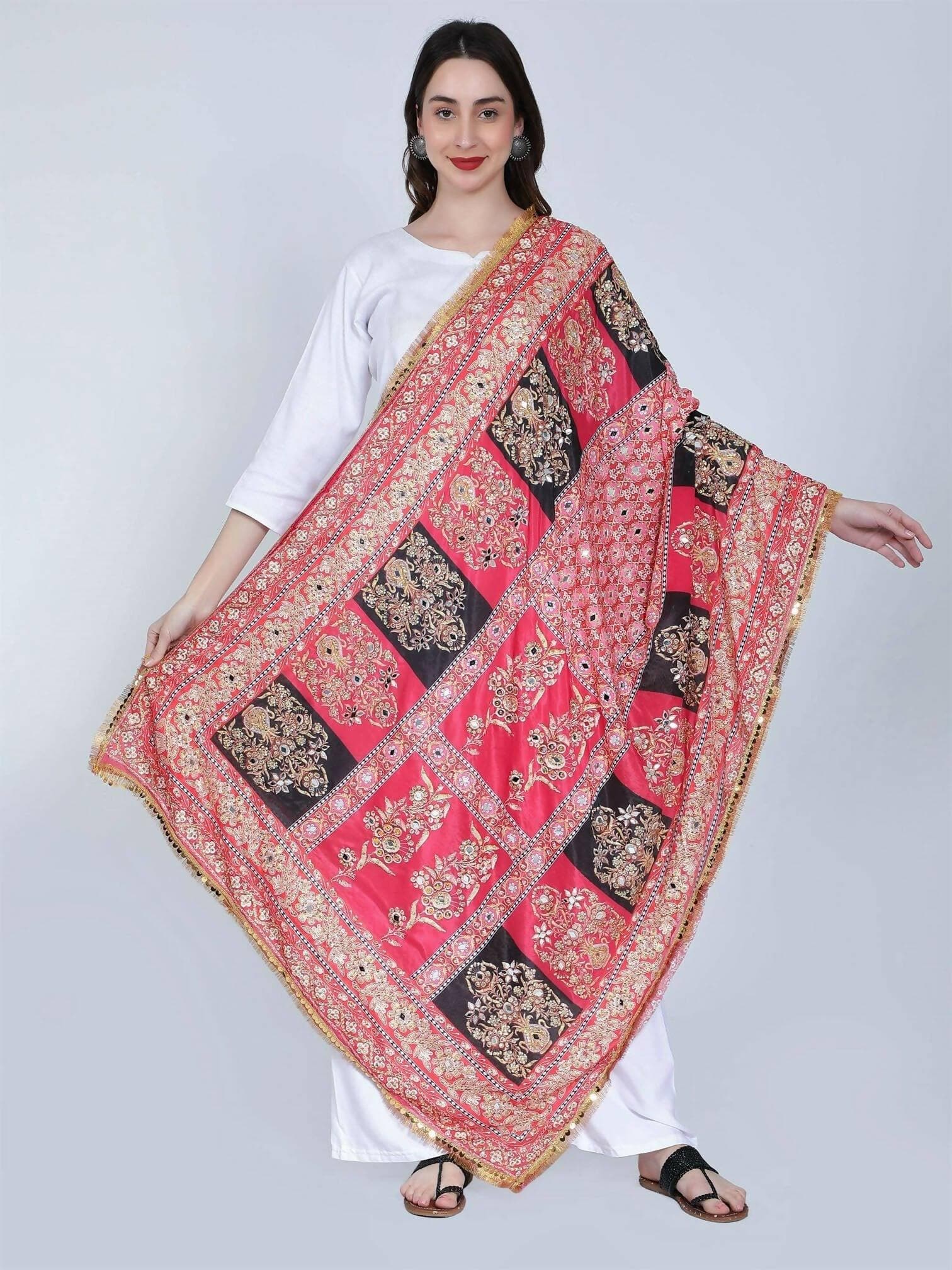 Chiffon Digital Print Pakistani Dupatta with Mirror Work - HalfPe