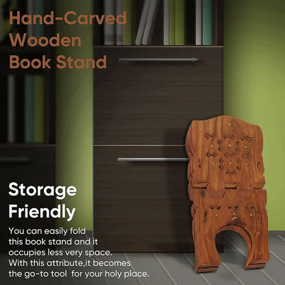 Santarms Wooden Foldable Book Stand Rehal for Reading (10 inches) - HalfPe