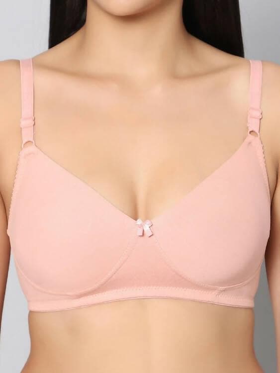 Non Padded Full Coverage Bra & Panty Set (peach) - HalfPe