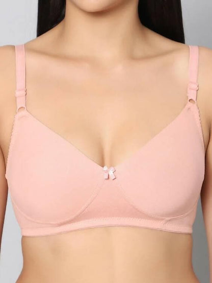 Non Padded Full Coverage Bra & Panty Set (peach) - HalfPe