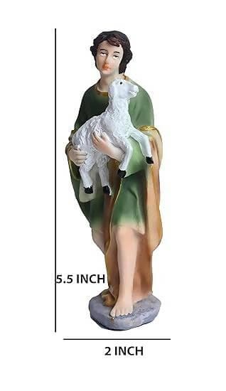 KariGhar Resin Animals Set with The Shepherd for Christmas Nativity Scene, Crib Set Decoration,kudil Set, Various Other Decoration and Gifting, 6 Inch, Set of 7 - HalfPe