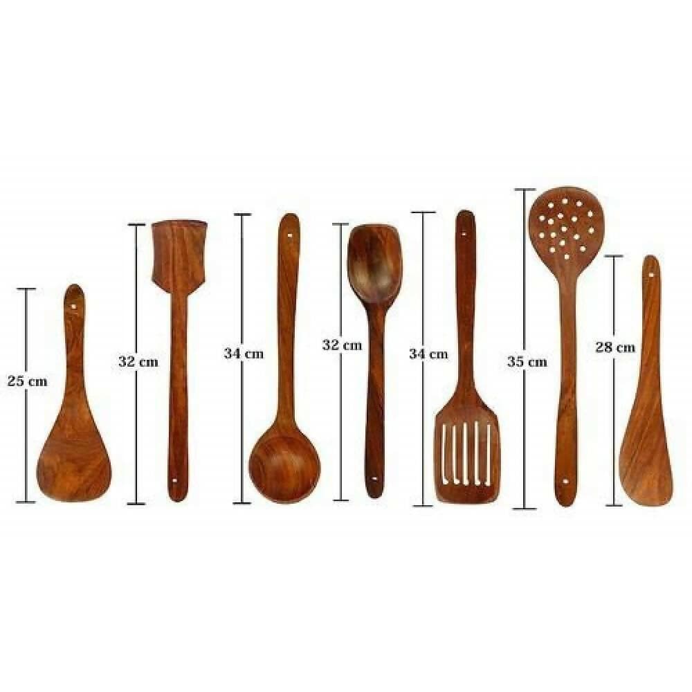 Wooden Spoon Set for Cooking (Pack of 7) - HalfPe