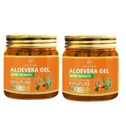 Newish Aloevera Gel Moisturizer for Face Enriched With Turmeric For Face & Skin - 200g (Pack Of 2) - HalfPe