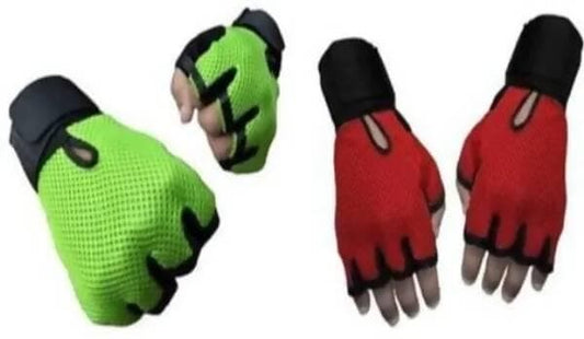 lather weight lifting Gym & Fitness Gloves (Red, Green) - HalfPe