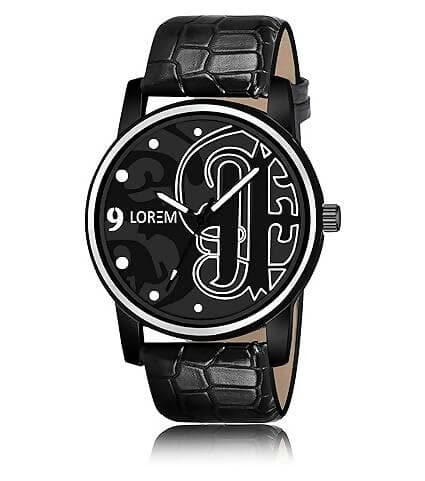 LOREM Black Professional Look Analog Watch For Men LR70 - HalfPe