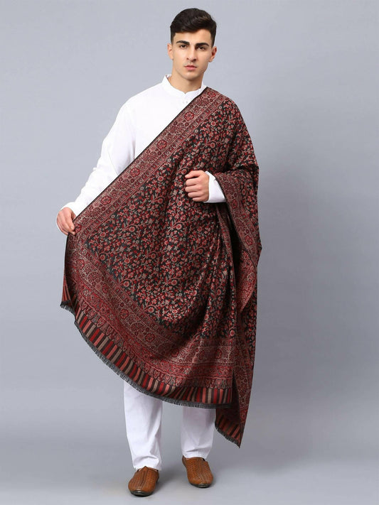 Pure Wool Kani Multiweave Shawl (Marron) - HalfPe