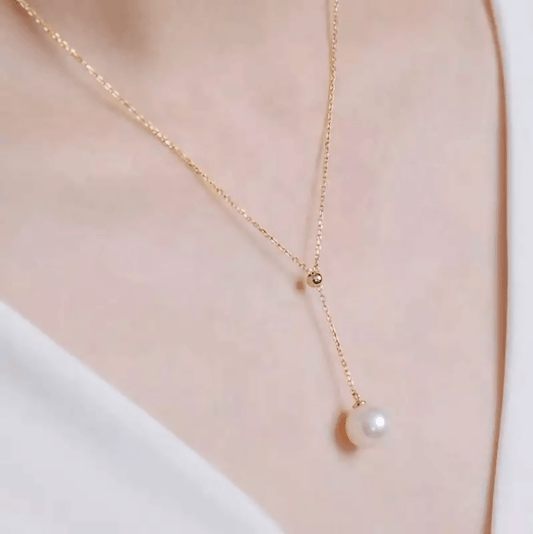 Pinapes Gold Plated White Pearl Necklace Golden Chain Pendant for Women & Girls - HalfPe