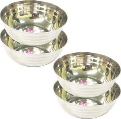 SHINI LIFESTYLE Stainless Steel Serving Bowl Stainless Steel Curry Bowl/Vegetable Katori 15cm (Pack of 4, Silver) - HalfPe