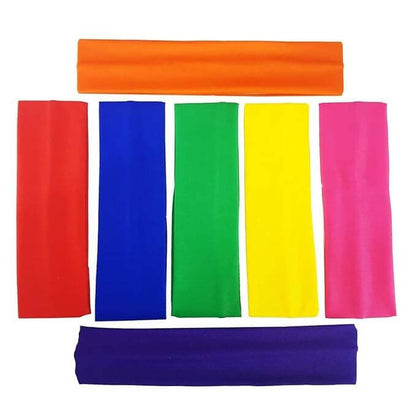 SENECIO Gym Workout Multicolor Wide Strap Cotton Soft Stretch Sweat Absorbent Elastic Headband for School Girls & Women (7pcs) - HalfPe