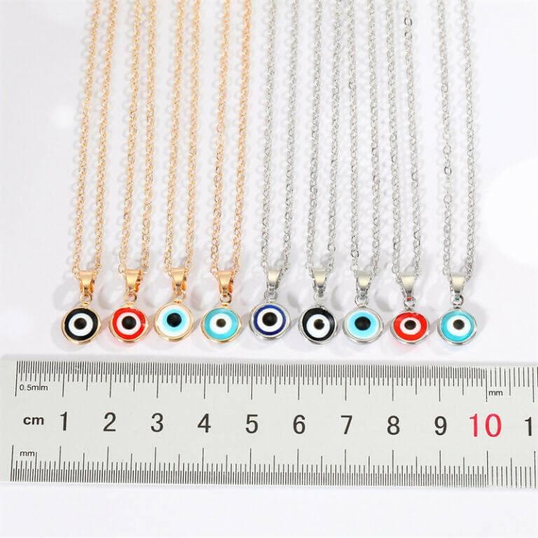 Pinapes Blue Turkish Evil Eye Pendant Chain Necklace for Women Set of 6 - HalfPe