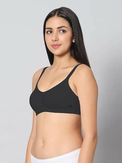 Non Padded Center Lace Bra (Black) - HalfPe