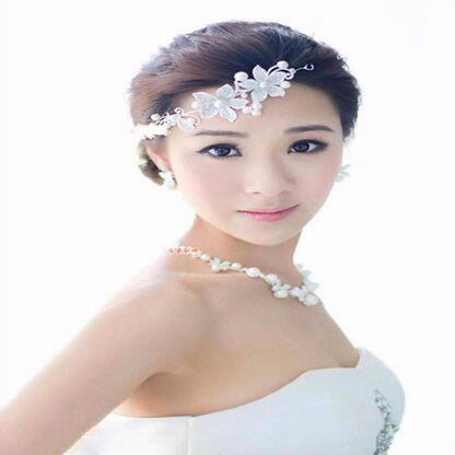 SENECIO Bridal Wedding Flower Crown Tiara Delicate Pearls Beauty Crystal Chic Headband Hair Clip Comb Jewelry - HalfPe