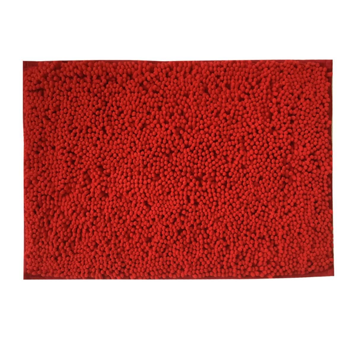 Lushomes Bathroom Mat, 2200 GSM Floor, bath mat Mat with High Pile Microfiber, anti skid mat for bathroom Floor, bath mat Non Slip Anti Slip, Premium Quality (20 x 30 inches, Single Pc, Red) - HalfPe