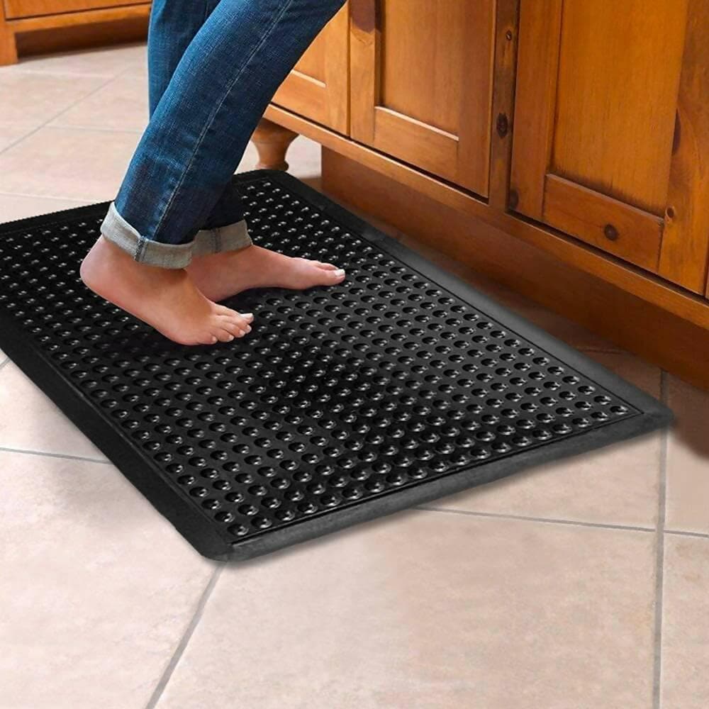 Mats Avenue Rubber Door Mat Bubble Pattern Black Color (60x90 CM) - HalfPe