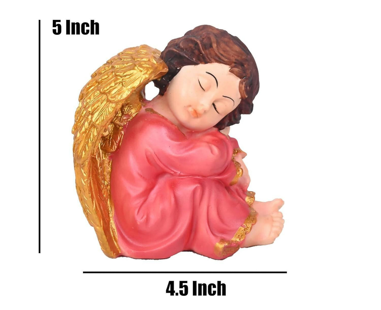 KariGhar Resin Sitting Angel Statue Catholic Idol for Home | Prayer Room | Bed Room | Shelf | Mantel | Gifting and Decoration, Pink - HalfPe