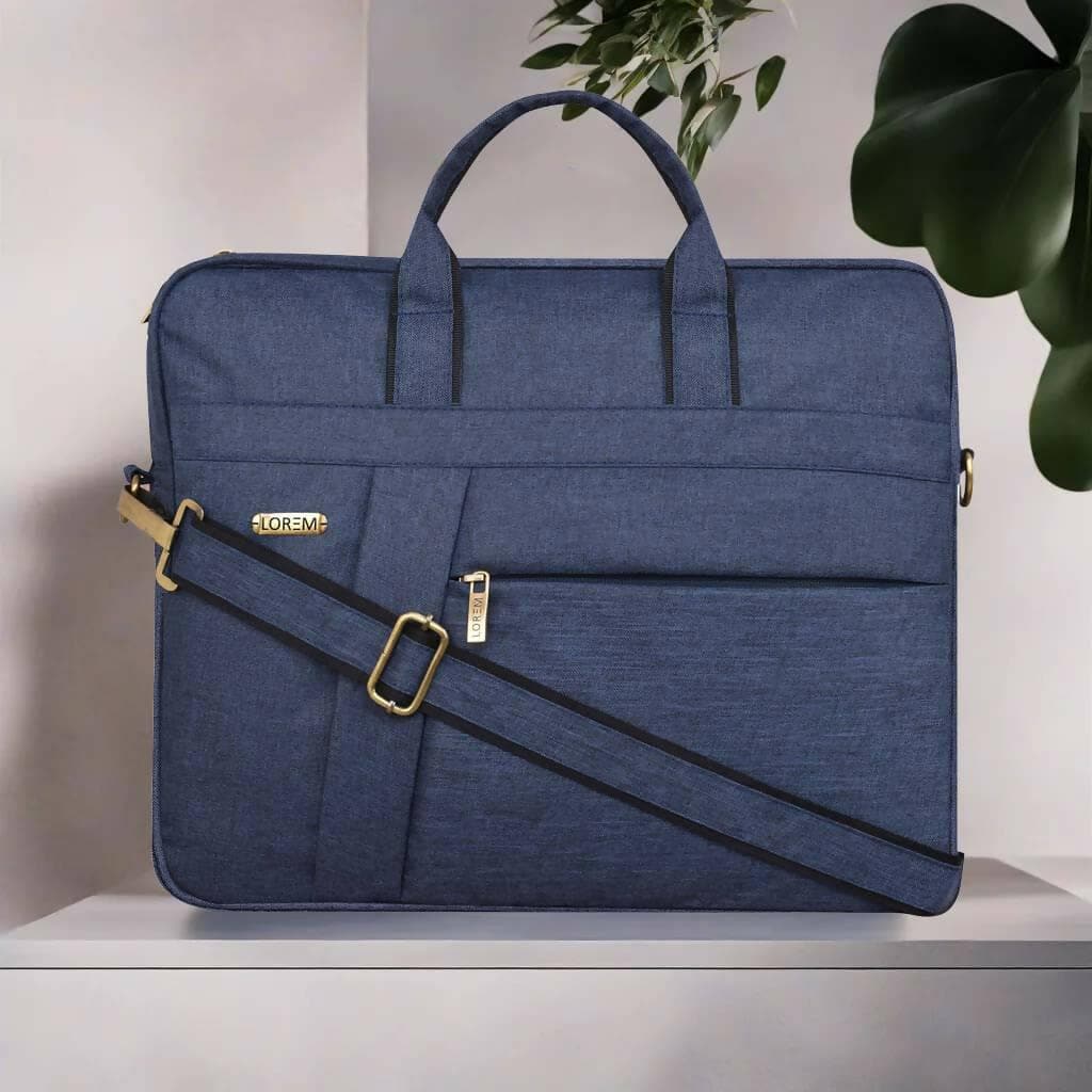 LOREM Blue Linen 10L Laptop Messenger Bag for Men & Women - HalfPe