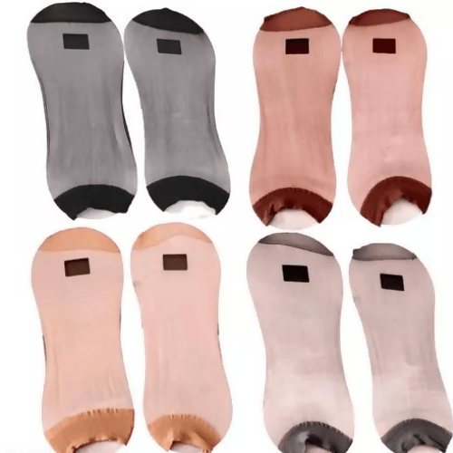 SENECIO Transparent Sheer Sock Elastic See Through Socks Mix Color(4 Pair) - HalfPe