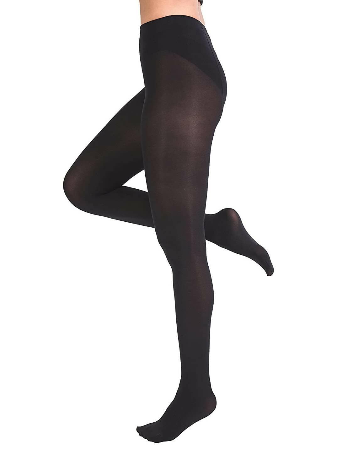 NEXTtoSKIN Women's Nylon Opaque Pantyhose (Black) - HalfPe