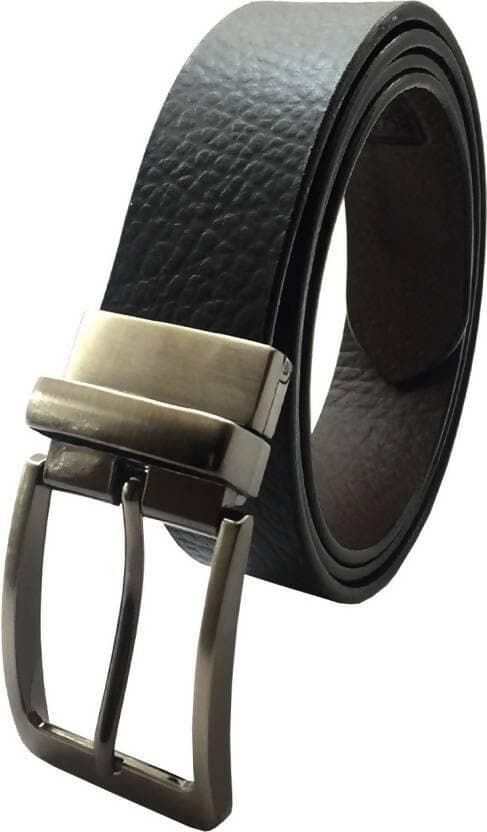 Men Casual Black Genuine Leather Reversible Belt (Size : 30) - HalfPe